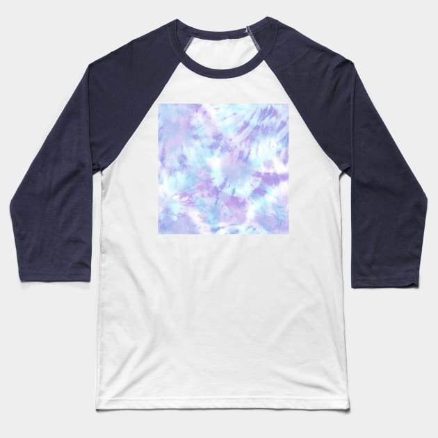 Purple and Blue Pastel Tie-Dye Baseball T-Shirt by Carolina Díaz